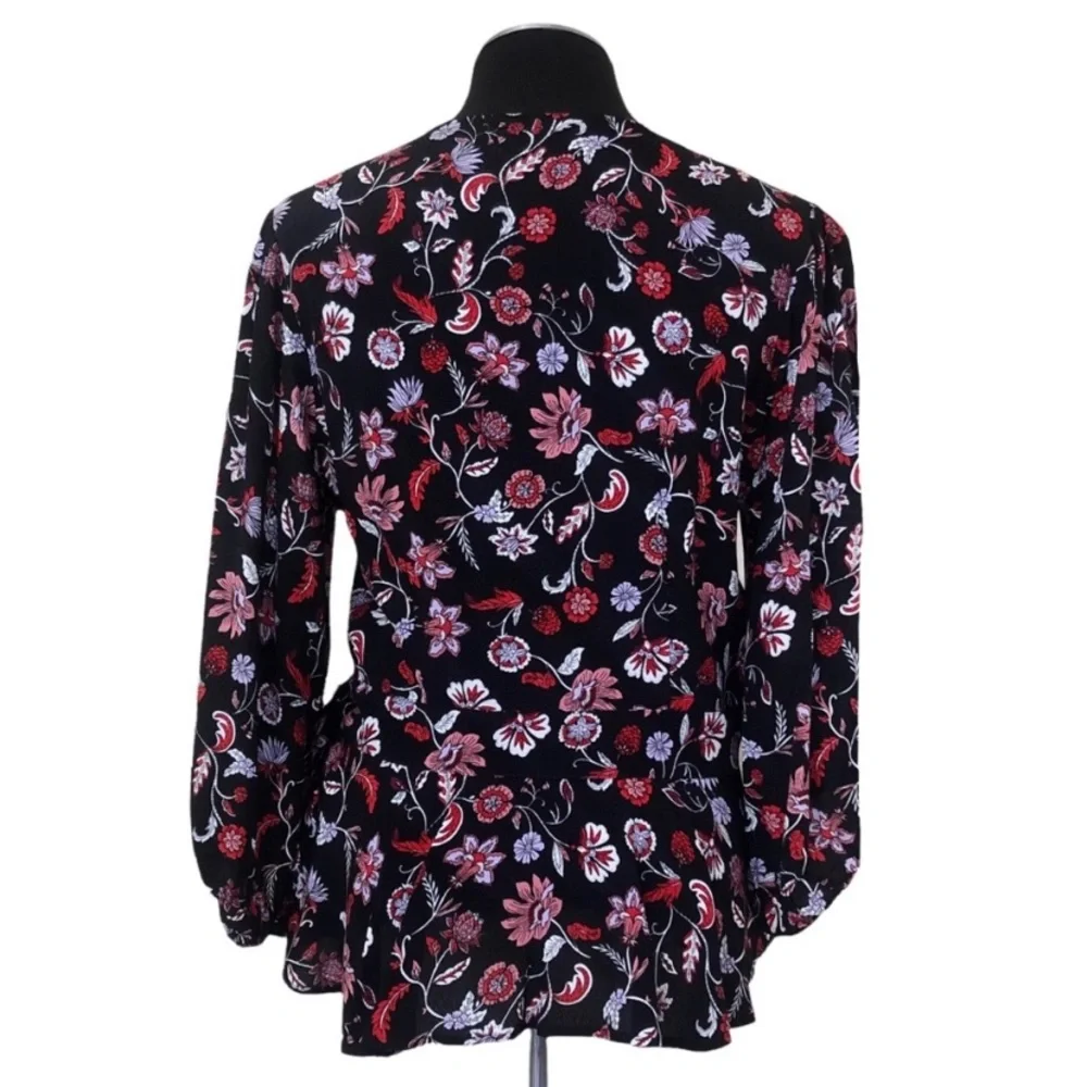 Banana Republic - Floral Puff Sleeve Peplum‎ Wrap Top S
